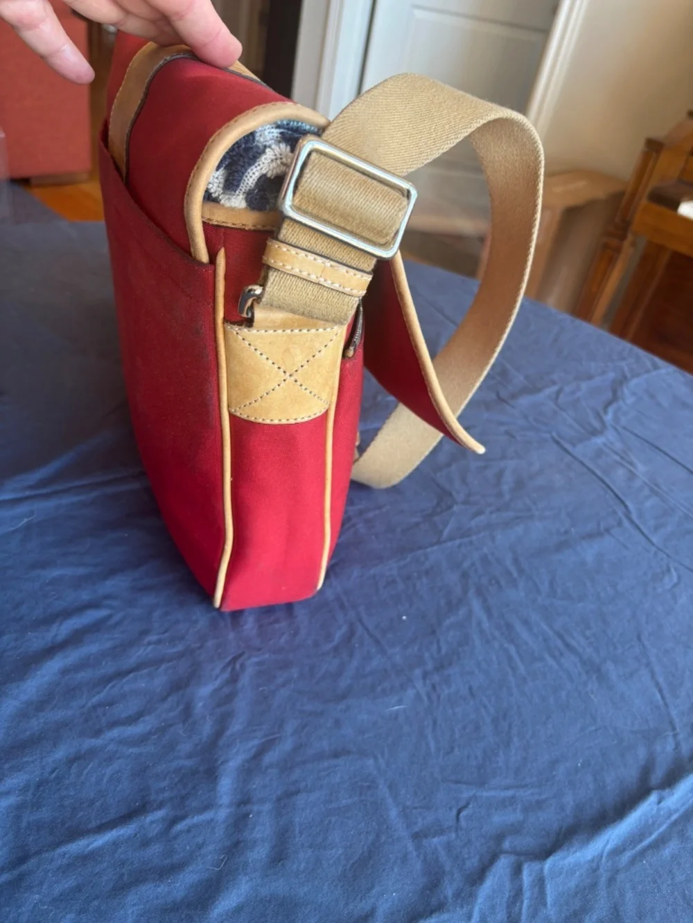 Coach Transatlantic Messenger and Commuter Bag- red canvas with tan leather